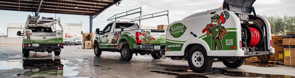 Freshly washed Rainforest service trucks ready to hit the road!
